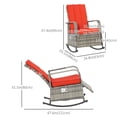 thumbnail image 3 of Outsunny Wicker Rocking Chair with Soft Cushion Adjustable Footrest Red, 3 of 10
