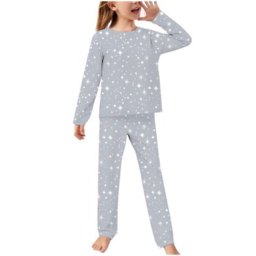 FAIWAD Boys Girls Pajamas Set Long Sleeve Cotton Tops and Pants Cute Print Sleepwear 2 Piece Clothes for Kids