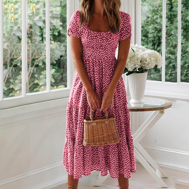 tropical homecoming dresses Sentmoon Flowy for Women Oversized Short Sleeve Dresses with Print Loose Crew Neck Party Dress Summer Soft and Comfortable for Vacation XXL Avielle