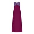 thumbnail image 3 of Robes à Encolure Croisée pour Femmes Sans Manches à Blocs de Couleur Robes Maxi Amples Décontractées de Vacances Longue Robe Violet, TG, 3 of 7