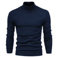 thumbnail image 1 of Hauts de Chandail à Manches Longues pour Hommes Chandail Uni à Col Montant Chandail à Manches Longues Ample Chandail de Base Hauts Chandail Col Roulé Chandail à Manches Longues Hauts de Chandail pour Hommes P-106 Marine G, 1 of 1
