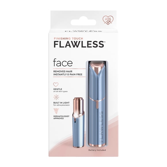 Finishing Touch Flawless Facial Hair Remover for Women, Electric Face Razor for Women with LED Light for Instant and Painless Hair Removal, Sea Glass & Rose Gold