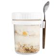 thumbnail image 1 of 10oz Overnight Oats Jars with Lid and Spoon Portable Airtight Oatmeal Container with Measurement Marks Mason Jars with Lid for Cereal On The Go Container, 1 of 8