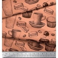 thumbnail image 2 of Soimoi Poly Georgette Fabric Burger,Cupcake & Cups Print Sewing Fabric Yard 52 Inch Wide, 2 of 3