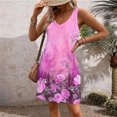 thumbnail image 5 of Ovzne Robes pour Femmes 2025 Robe pour Femme Mode Été Femme Poche Imprimé Sans Manches Robe Col en V Robe de Vacances Imprimée Liquidation, 5 of 5