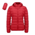 thumbnail image 2 of Duoif Puffer Jacket Womens Plus Size Feather Lightweight down Jackets Packable Solid Color Puffer Coats with Storage Bag Winter Jackets for Women Red XXXXL, 2 of 3
