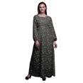 thumbnail image 1 of Bimba Robe Maxi à Manches Longues pour Femmes en Georgette Mousse Imprimée de Baies Bleues et d'Oiseau Flowerpecker - Grande, 1 of 5
