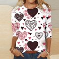 thumbnail image 2 of Chandails de la Saint-Valentin pour Femmes, Coupe Ample, Imprimé de Cœur, Chandails à Col Rond, Décontracté Chic, Tunique à Manches 3/4, Haut Ample, T-Shirt Graphique, Chandails Imprimés de Cœur pour Femmes, Manches 3/4, Col Rond, T-Shirts Graphiques, Hauts de Fête, 2 of 5