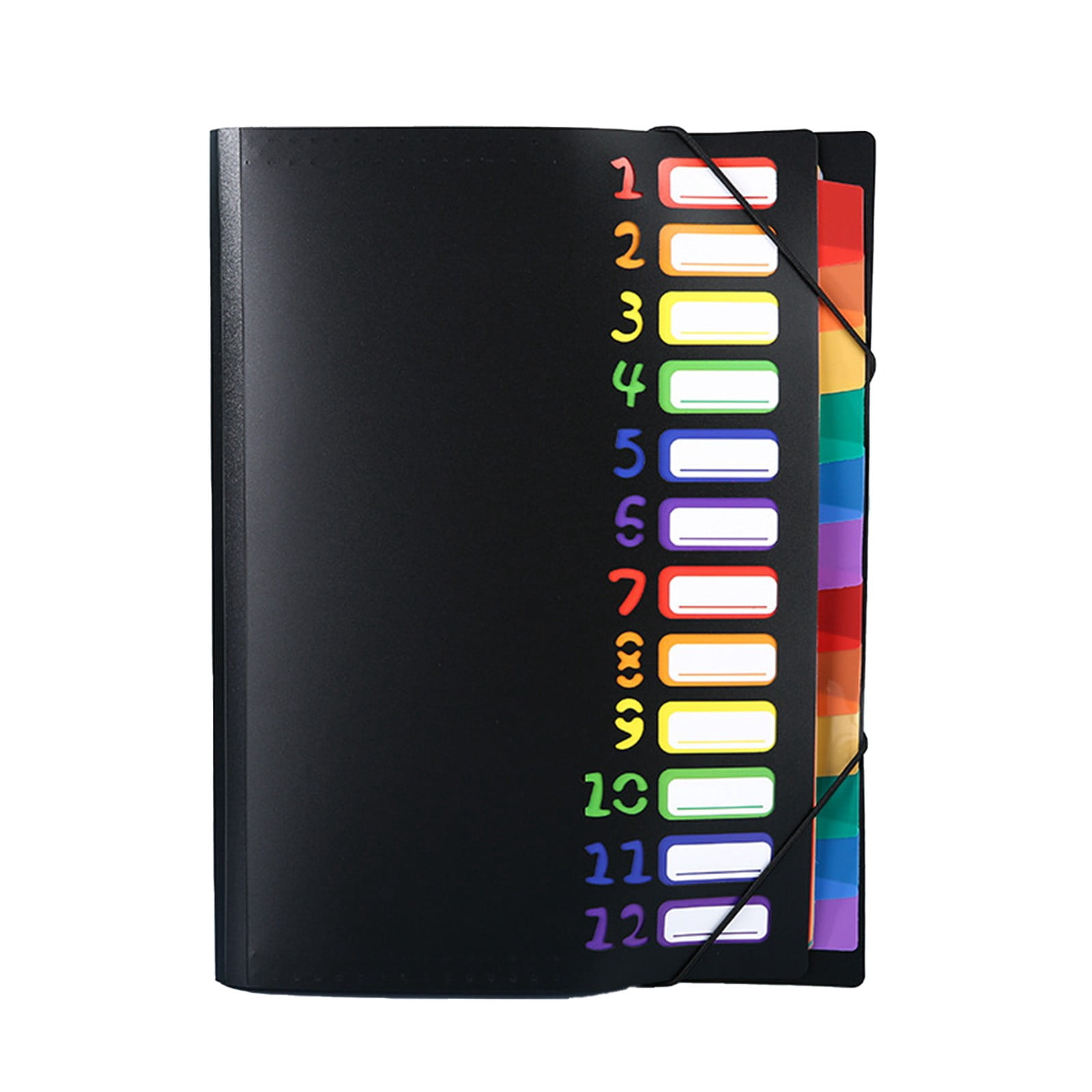 SIYTUAU Black Plastic Accordion File Folder 12.8X9.6X1.2 Inches 12 Pocket Organizer For Office Paperwork Documents Storage Portfolio Durable Polypropylene Material Black