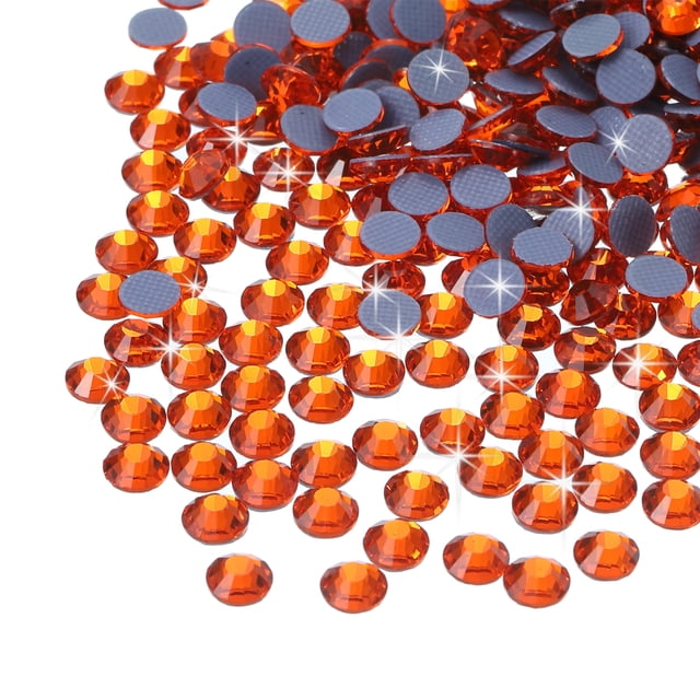 Uxcell Hotfix Rhinestones Flatback Crystal Glass Gems for Craft Clothes DIY Decoration Orange 4.8mm