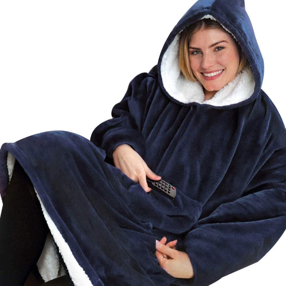 Oversized Hoodies Blanket Sweatshirt Huggle Hoodie Comfy The Sweater Wome (Blue)