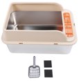 thumbnail image 2 of Stainless Steel Cat Litter Tray, Top Entry Metal Litter Pan with Leakproof Mat Kitty Litter Box Anti Splashing for Multiple Cats, 2 of 7