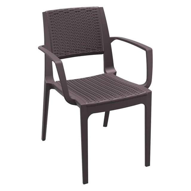 Compamia Capri Chaise de Salle à Manger de Patio en Résine avec Accoudoirs Brun