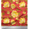 thumbnail image 1 of Soimoi Crepe Silk Fabric Leaves & Rose Floral Decor Fabric Printed Yard 42 Inch Wide, 1 of 3