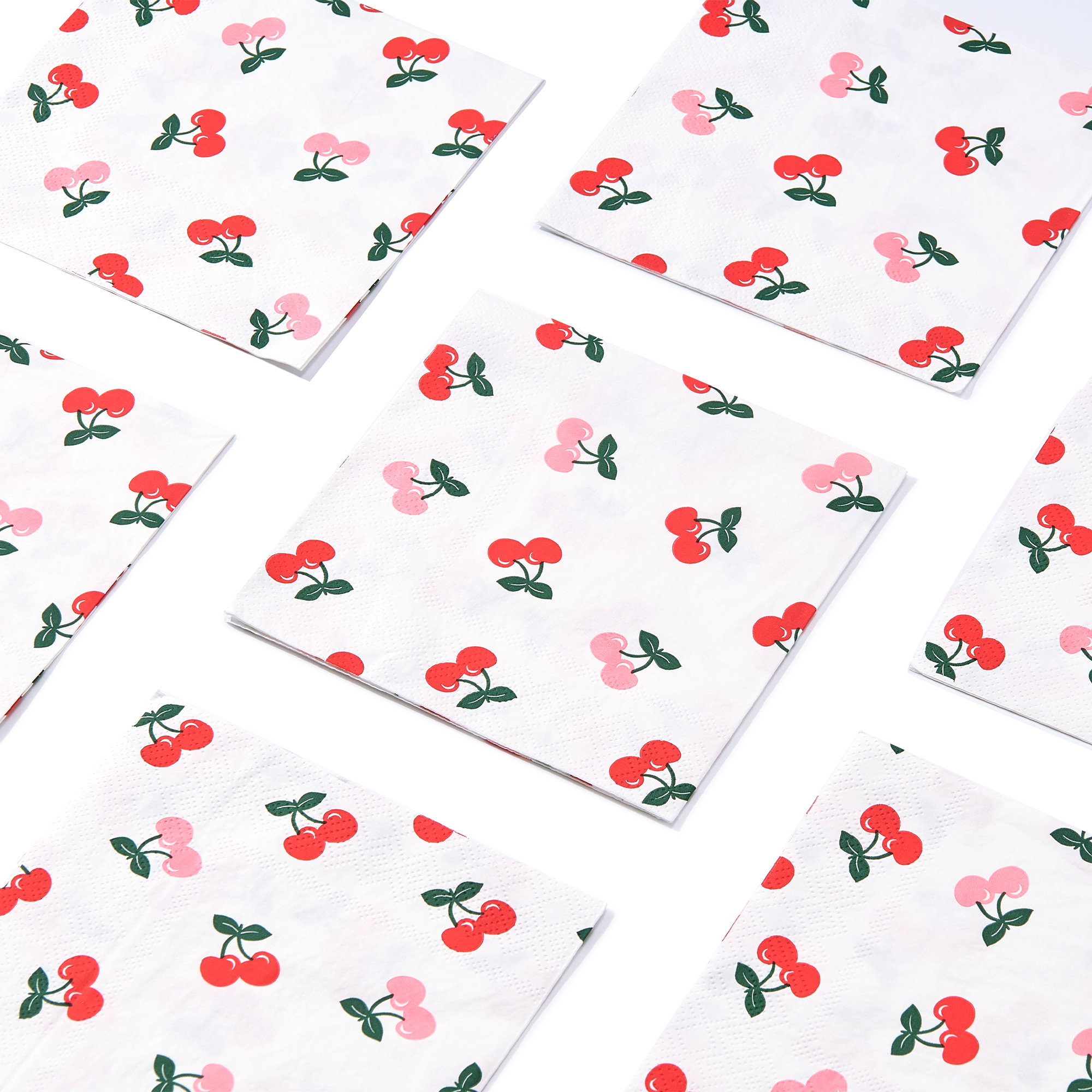 Way to Celebrate – Serviettes de table pour le déjeuner (18 pièces) – Motif Cerises – Collection Été