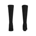 thumbnail image 2 of Unique Bargains Bottes Hauteur Genou à Bout Rond à Talons Épais pour Femme Noires (Taille 6), 2 of 7