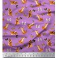 thumbnail image 1 of Soimoi Purple Cotton Duck Fabric Insect & Cat Animal Print Sewing Fabric BTY 42 Inch Wide, 1 of 3