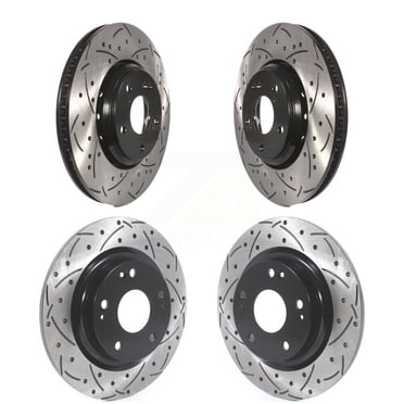 DS-One Front Rear Coated Drilled Slotted Disc Brake Rotors Kit for Car 2017-2020 Honda Civic Si KD-100388
