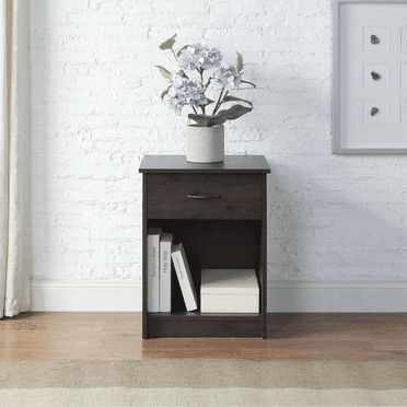Mainstays Single Drawer Nightstand, Dark Oak
