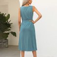 thumbnail image 3 of Robe d'Été pour Femme Sans Manches à Col Ras du Cou, Robe Basique Unie avec Taille à Nouer, Robe T-Shirt de Bureau avec Poches, 3 of 5