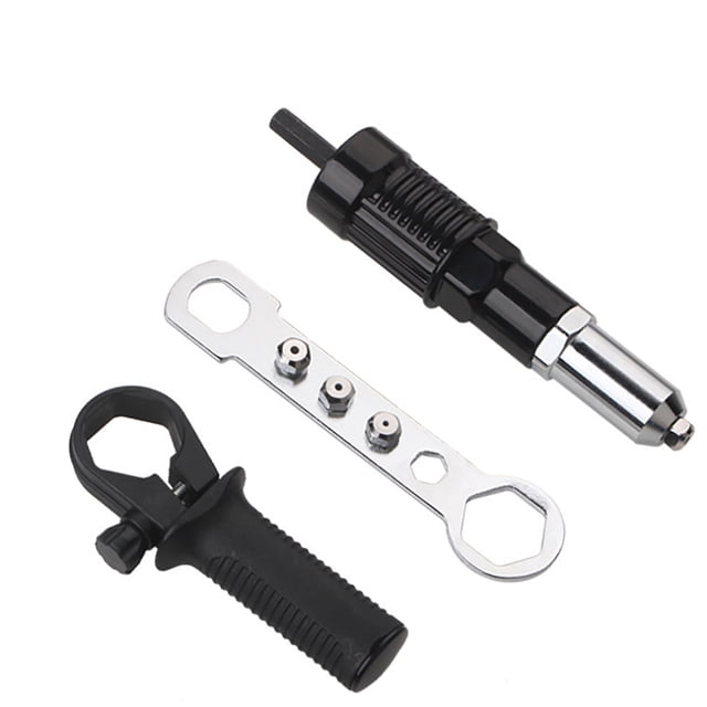 Nut Riveting Tool with Riveting Drill Adapter, Multifunctional Portable Accessory for DIY Woodworking Factory Use, Includes Handle and Wrench