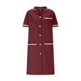 thumbnail image 4 of Tidyack,Exclusive Offers,Nurse Lapel Dress, Solid Color Work Dress, Pockets + Button Splicing, Midi Length, For Healthcare Staff, Professional Work Attire, Cotton Blend, Clean Cut, Daily Uniform, 4 of 6