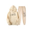 thumbnail image 1 of Bellella Ladies Tracksuit Sets Long Sleeve Sweatsuits Drawstring Two Piece Outfit Jogger Set Sweatshirts And Sweatpants Beige XS, 1 of 2