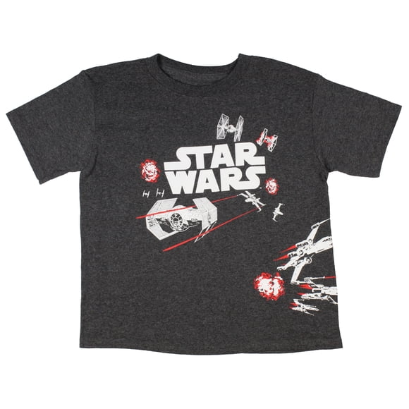 Star Wars Boy's Spaceship Battle Scene Logo T-Shirt (X-Large, 14/16)