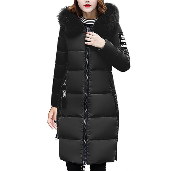 EGNMCR Womens Long Puffer Coat, Long Sleeve Padded Winter Down Coats, Hooded Parka Jacket Women Solid Casual Thicker Winter Slim Down Lammy Jacket Coat Overcoat Women Coat