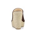 thumbnail image 2 of BLISSFUL STEP Chaussures pour Femmes Talon Compensé Bout Ouvert Espadrilles Mules à Plateforme Café 8,5, 2 of 6