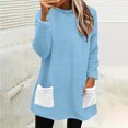 thumbnail image 2 of Yuyuzo Chandails en Molleton en Molleton pour Femmes Automne Hiver Manches Longues Col Rond avec Poches, 2 of 6