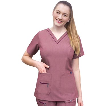 Adar Pro Heather Women's Scrub Top, Heather Wine, L