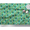 thumbnail image 2 of Soimoi Green Japan Crepe Satin Fabric Triangle Geometric Decor Fabric Printed Yard 42 Inch Wide, 2 of 3