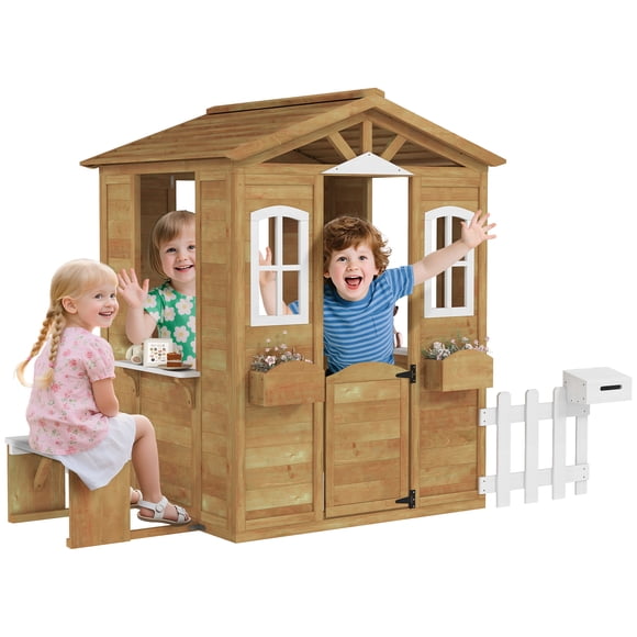 Outsunny Maisonnette de Jeu pour Enfants pour l'Extérieur avec Porte et Fenêtres Jaune