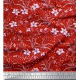 thumbnail image 1 of Soimoi Rayon Crepe Fabric Leaves & Azalea Floral Printed Fabric 1 Yard 46 Inch Wide, 1 of 3