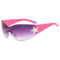 thumbnail image 2 of Fashion Men Women Star Wrap Around Sunglasses Cycling Rimless Futuristic Sunglasses, 2 of 4