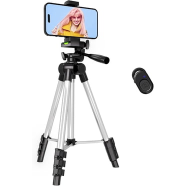 Trépied de Téléphone, Trépied iPhone de 44 Pouces avec Support de Téléphone/manteau/télécommande Sans Fil pour Téléphone Cellulaire/appareil Photo/caméra Web/projecteur, Trépied de Table Léger pour iOS/Android/téléphone Intelligent