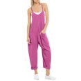 thumbnail image 1 of TrendOFT Jumpsuits For Women Casual Summer Solid Loose Pocket Spaghetti Strap Wide Leg Womens Overalls Rompers Purple S, 1 of 5