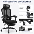 thumbnail image 2 of Bingirl Office Chair,Swivel Task Chair with Adjustable Lumbar Support,Home Office Chair with Footrest,Mesh High Back Gaming Chair Off White, 2 of 7