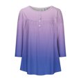 thumbnail image 4 of Pisexur Womens Plus Size Sweatshirt Gradients 3/4 Length Sleeve Tops Fall V-Neck Blouses Spring Ruffle Sleeve Tunic T-Shirts Dressy Casual, 4 of 4