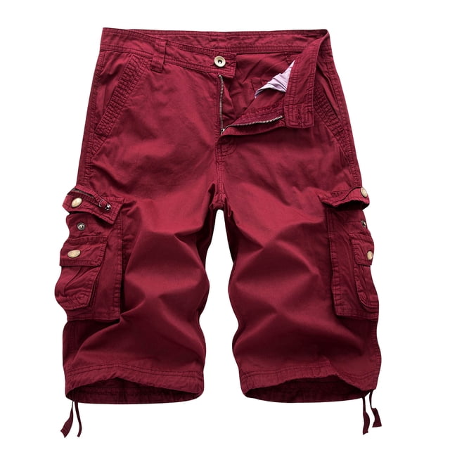 Birdeem Mens Casual Pure Color Outdoors Pocket Beach Work Trouser Cargo Shorts Pant