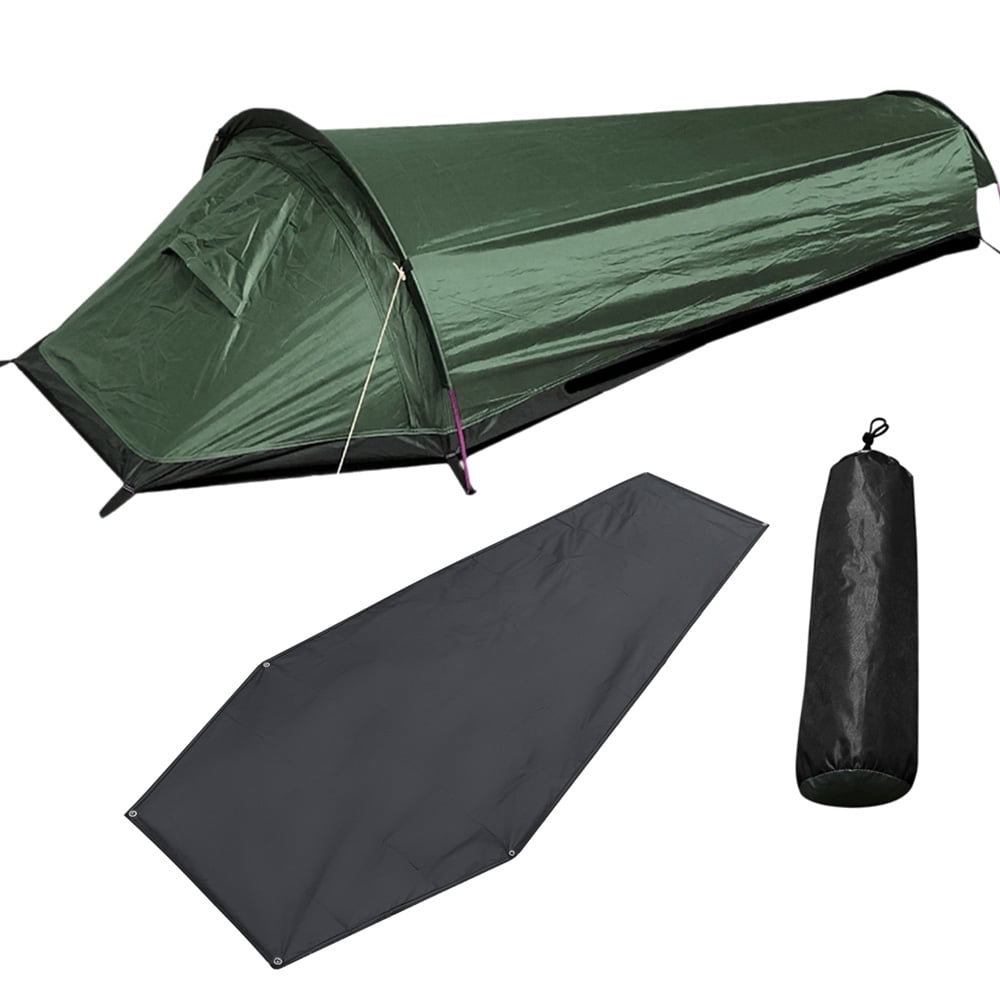 Single person backpacking tent, trekking camping tent, lightweight sleeping bag tent with ground sheet