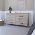 thumbnail image 2 of FM FURNITURE Luxor Commode Double à 6 Tiroirs Bois d'Ingénierie Gris Pâle, 2 of 7