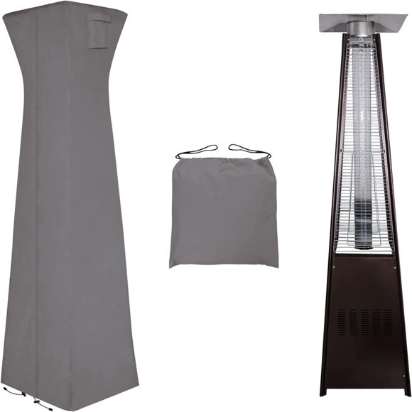 Pyramid Torch Patio Heater Cover with Zipper and Storage Bag Waterproof Outdoor Heater Cover Dustproof UV-Resisant Wind-Resistant