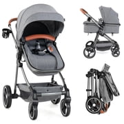 INFANS 2 in 1 High Landscape Convertible Baby Stroller, Newborn Reversible Bassinet Pram, Foldable Pushchair with Adjustable Canopy, Aluminum Structure, 5-Point Harness for Infant & Toddler