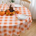 thumbnail image 4 of Nappe à Carreaux Vichy Orange Nappe Ronde d'Automne 60 Pouces - Housse de Table à Carreaux Orange en Tissu Polyester Réutilisable Résistante à l'Eau pour Fête d'Automne de l'Action de Grâce Pique-Nique Extérieur et Déco de Cuisine, 4 of 6