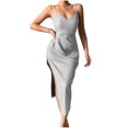 thumbnail image 2 of Gspmoly Robes d'Été pour Femmes, Mode Femmes Été Décontracté Uni Col en V Camis Sans Manches Gilet Robe Longue Robes de Cocktail Économies, 2 of 6