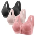 thumbnail image 1 of Timegard 3pc Front Closure Bras for Women Plus Size Wirefree Full Coverage Comfort Everyday Bralette, 1 of 3