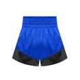 thumbnail image 4 of Xnihocha Unisex Kids Satin Boxing Shorts Metallic Color Block Boxer Kickboxing Muay Thai Training Trunks Royal Blue&Black 10, 4 of 5