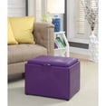 thumbnail image 1 of Designs4Comfort Pouf de Rangement d'Appoint en Similicuir Violet, 1 of 8